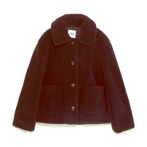 Zara fleece textured jacket size sm in black